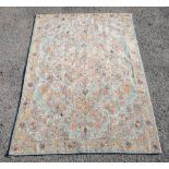 Embroidered tapestry wall panel with central floral medallion and all over scrolling floral design