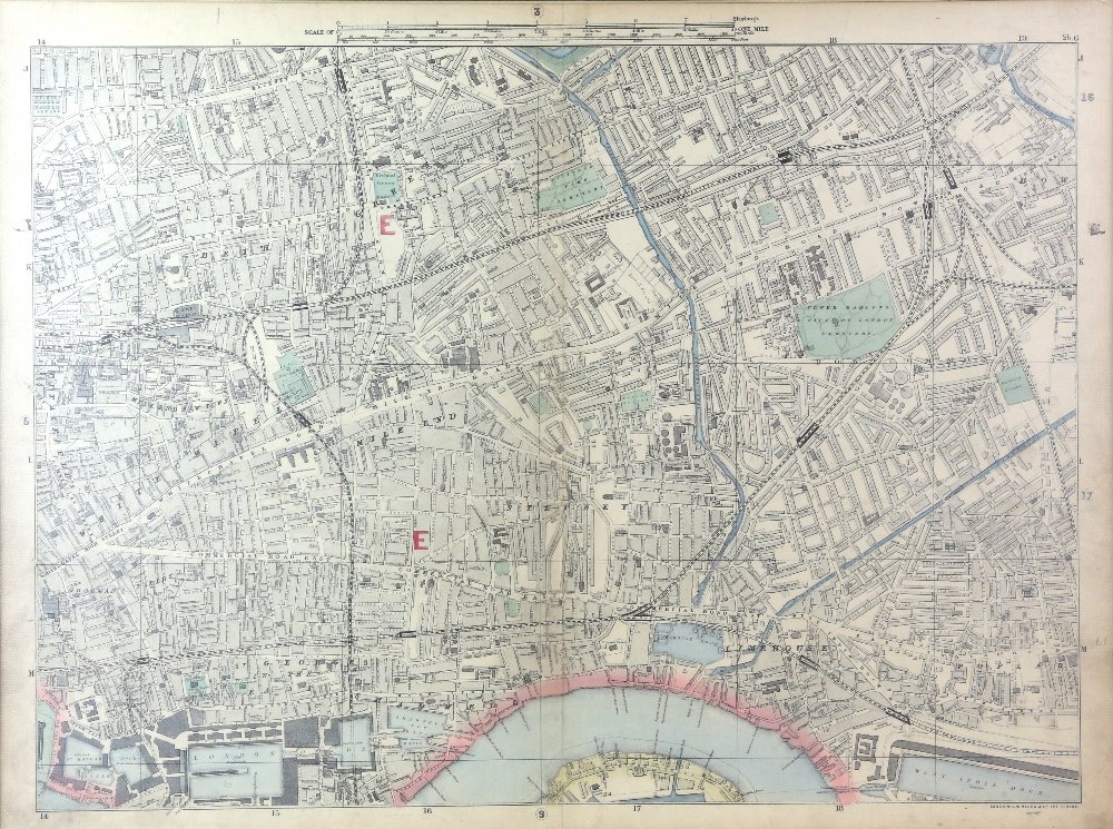 Map of London by C.W. Bacon & Co., 127 Strand, framed, 46 x 62cm - Image 2 of 2