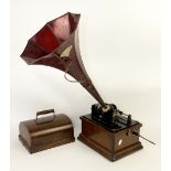 Edison Fireside phonograph, combination type, model A, serial number 35351, domed top oak case, with