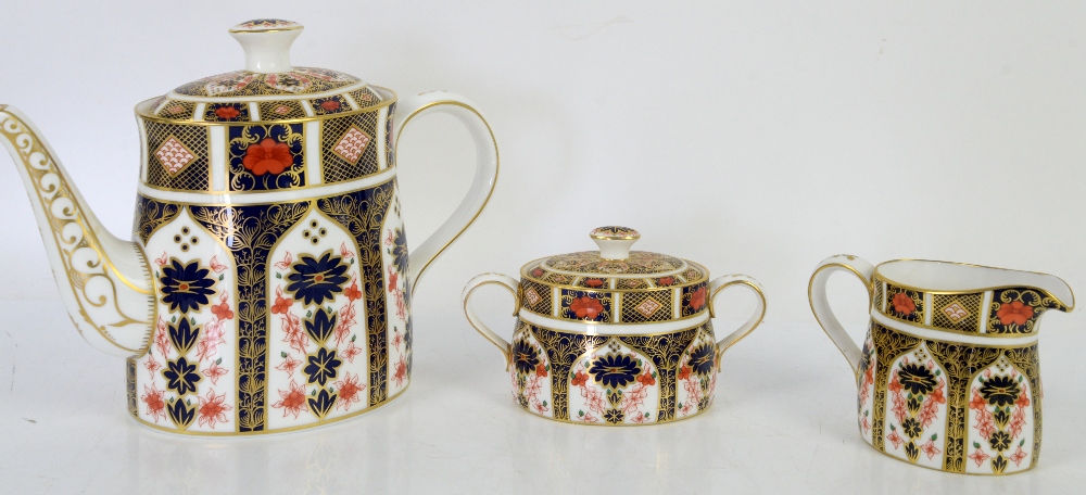 Royal Crown Derby Imari pattern no 1128 teapot, h19cm, twin handled sugar bowl and cover, and - Image 7 of 7