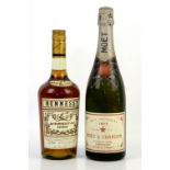 Moet & Chandon 1971 bottle of Dry Imperial Champagne and a bottle of Jas Hennessy & Co Cognac