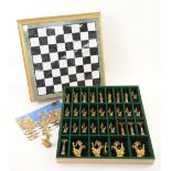 Compton and Woodhouse Egyptian chess set, limited gold plated edition with marble board