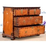 19th century Continental mahogany chest of two short over two long graduated drawers with