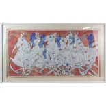 Jiang Tei Feng (Chinese b.1938). ‘Speed’, a study of galloping white horses. 1986 Limited edition