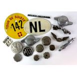 Two vintage Jaguar chrome petrol caps and others including Buick, Austin, VW and two chrome