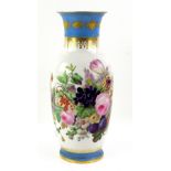 19th century Paris porcelain vase, the body painted with fruit and flowers, the foot and rim with
