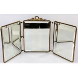 Early 20th century French triple dressing table mirror with gilt metal mounts, each panel 31 x 24.