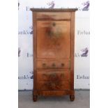 19th century mahogany secretaire a abattant with black marble top, the fall front enclosing fitted