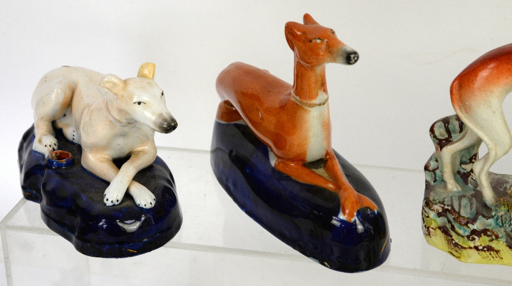 Collection of over 20 Staffordshire dogs and sheep, mainly greyhounds, tallest 27cm high - Image 6 of 15