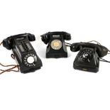 BT E/3A Telephone Intercom N01/2AL, two other Bakelite telephones and five plastic phones