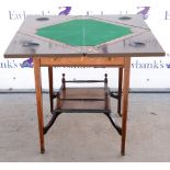 Early 20th century marquetry inlaid rosewood envelope card table, with under tier and square