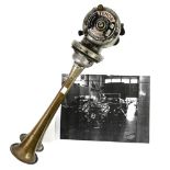 A French CICCA 'Tenor' two tone 6 volt vehicle horn, with an 28cm) long nickel-plated trumpet and