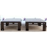 Two modern black painted coffee tables, H38 x W80 x D80cm