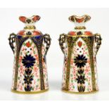 Pair of Derby Imari pattern vases, 13.5cm