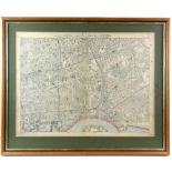 Map of London by C.W. Bacon & Co., 127 Strand, framed, 46 x 62cm