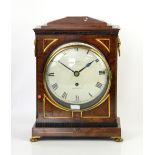 Early 19th century mahogany and brass mounted bracket clock, single fusee movement, the painted