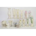 Parian ware and white ceramic ladies hand vases, some pearlware, one holding corn, h19.5cm, a