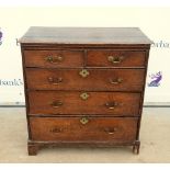 Early 19th century made up chest of two short over three long graduated drawers on bracket feet. H87