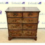 18th Century and later chest of 2 short over 3 long graduated drawers with herringbone and