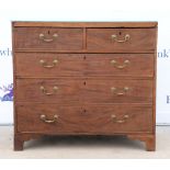 19th century mahogany chest of 2 short and 3 graduated long drawers, ( top replaced ) 102cm x 90cm x