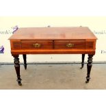 Late 19th Century mahogany and satinwood inlaid side table with two drawers (later addition),