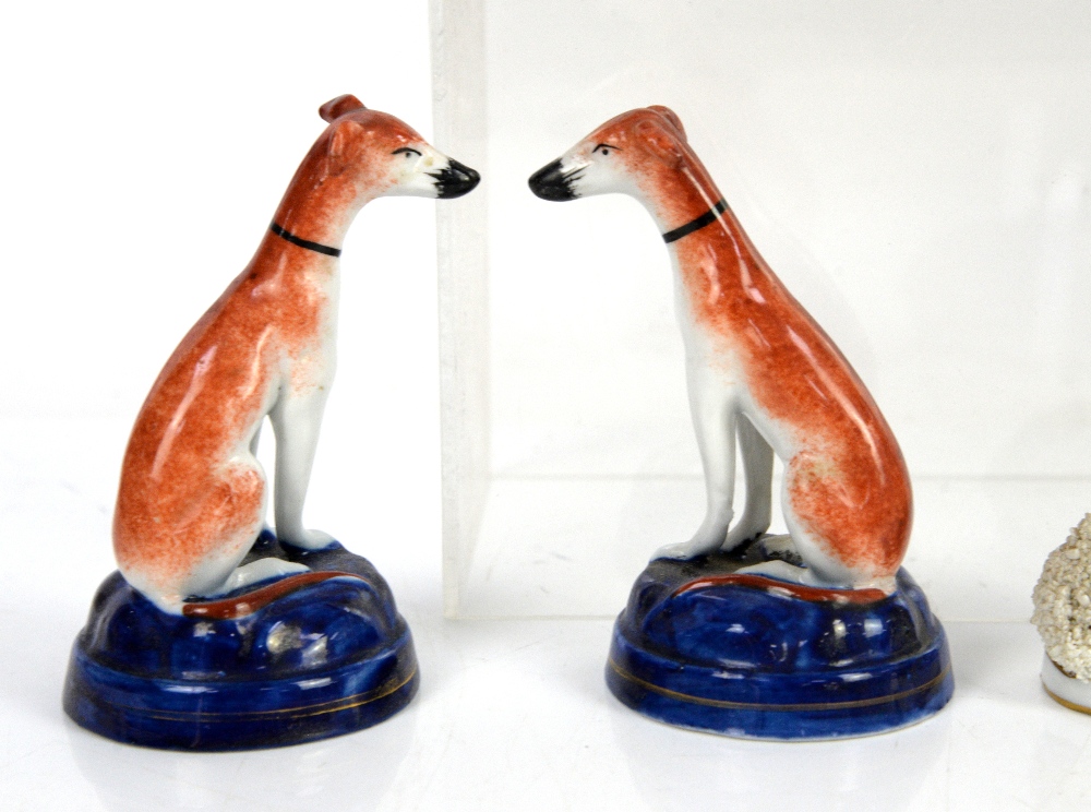 Collection of over 20 Staffordshire dogs and sheep, mainly greyhounds, tallest 27cm high - Image 7 of 15