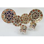 Royal Crown Derby Imari pattern, two mugs, h9.5cm and four plates, the largest 23cm diam the