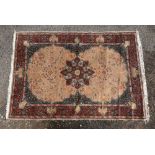 Persian rug with ivory ground, central medallion with flowers and multiple borders, 190cm x 129cm,