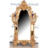 Rococo style gilt carved wood wall mirror, 160cm x 85cm