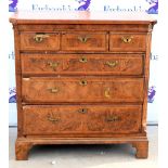 18th Century walnut top section of a chest-on-chest converted into a chest of 3 short over 3 long