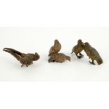 Austrian cold painted bronzes of 3 pairs of game birds appears unmarked the largest 4cm high