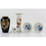 Royal Vienna vase decorated with a woman playing a harp, on cobalt ground, Herend trumpet vase,