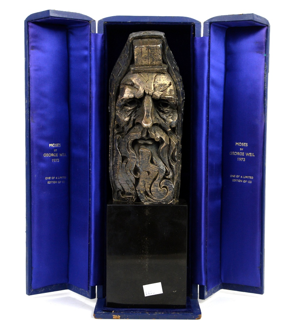 George Weil (b 1938) Moses, limited edition bronze in original case , 1973 39cm on stand