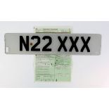 Car Number Plate with Retention Document N22 XXX
