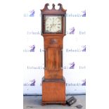 19th century inlaid mahogany eight day longcase clock by John Chalker, Maiden Newton, painted square