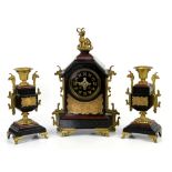 Late 19th century French Aesthetic movement Japonisme black slate and gilt metal mounted clock