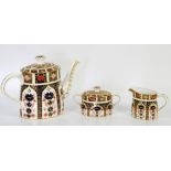 Royal Crown Derby Imari pattern no 1128 teapot, h19cm, twin handled sugar bowl and cover, and