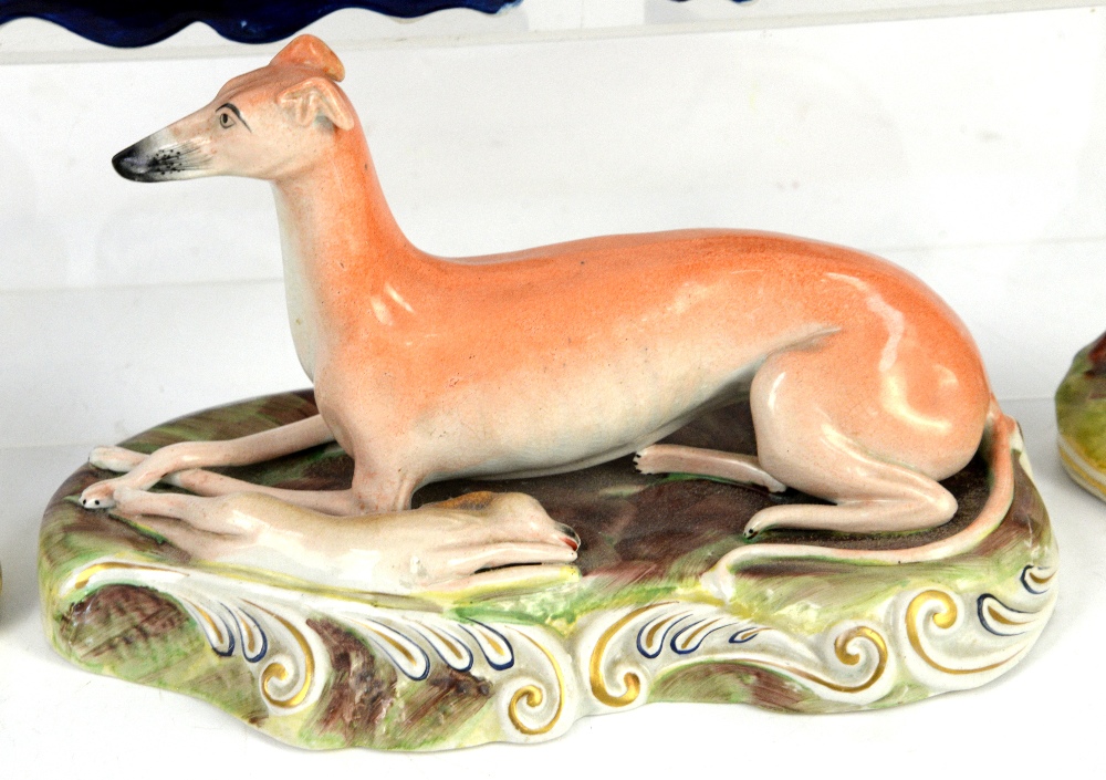 Collection of over 20 Staffordshire dogs and sheep, mainly greyhounds, tallest 27cm high - Image 5 of 15