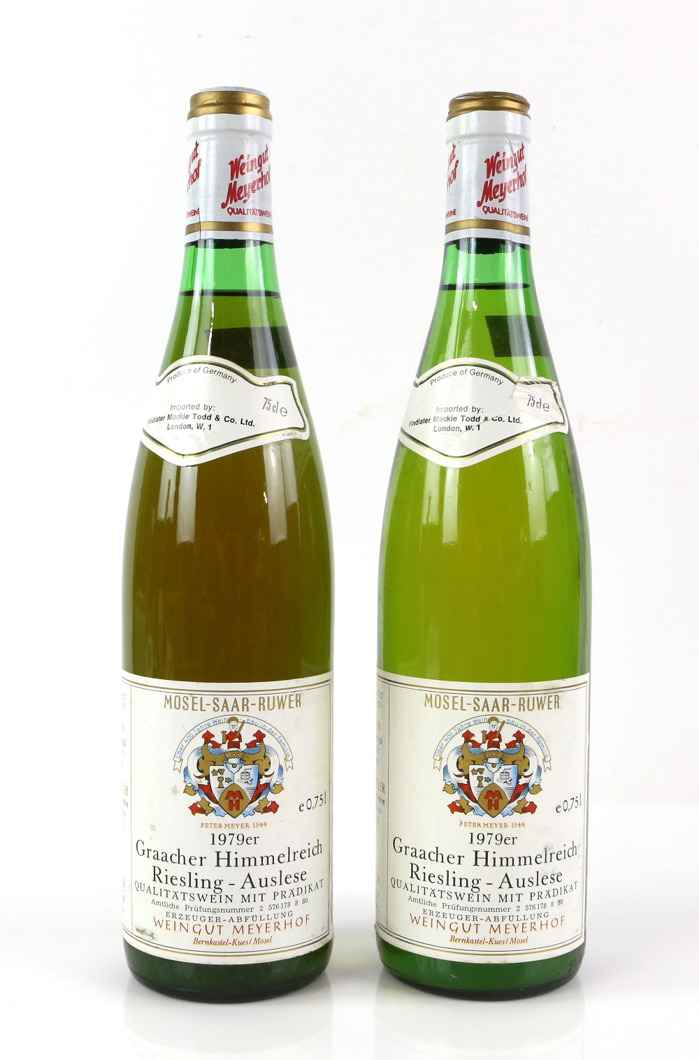 Two bottles of Graacher Himmelereich 1979 - Riesling - Auslese