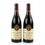 Two bottles of Gevrey-Chambertin (Confrerie des Chevaliers du tastevin) Nuit-Saint-Georges red wine,