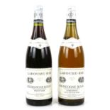 Two bottles of wine, both 1994 vintage: one bottle of Laboure-Roi Bourgogne Blanc Chardonnay wine,