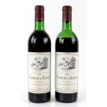 Two bottles of Chateau Du Rauly, Bergerac red wine,1973 vintage (2)
