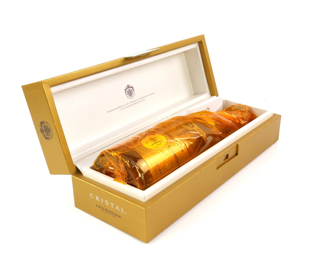 One bottle of Louis Roederer Cristal Champagne, 2007, in presentation box