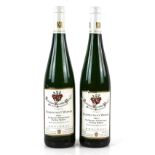 Two bottles of Domdechant Werner, Hochheimer Domdechaney Riesling Spatlese Rheingau wine, 2001