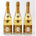 Three bottles of Louis Roederer Cristal Brut Champagne, 2002 vintage (3)