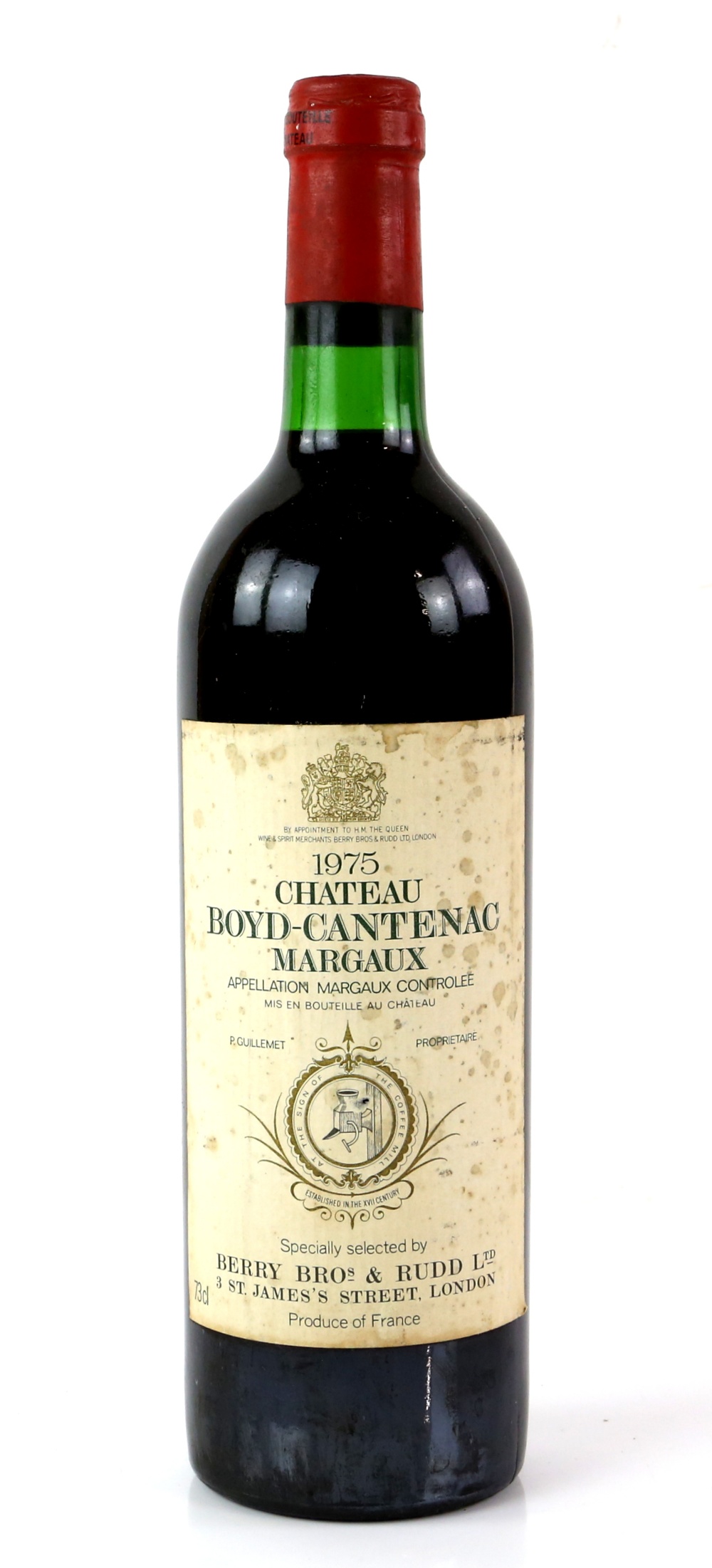 One botttle of Chateau Boyd-Cantenac Margaux red wine, 1975 vintage