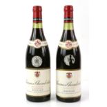Two bottles of Charmes Chambertin, Moillard Nuit-St-Georges red wine, 1976 vintage (2)