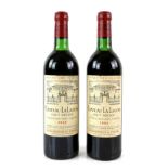 Two bottles of Chateau La Lagune, Haut Medoc, Grand Cru Classe red wine, 1983 vintage (2)