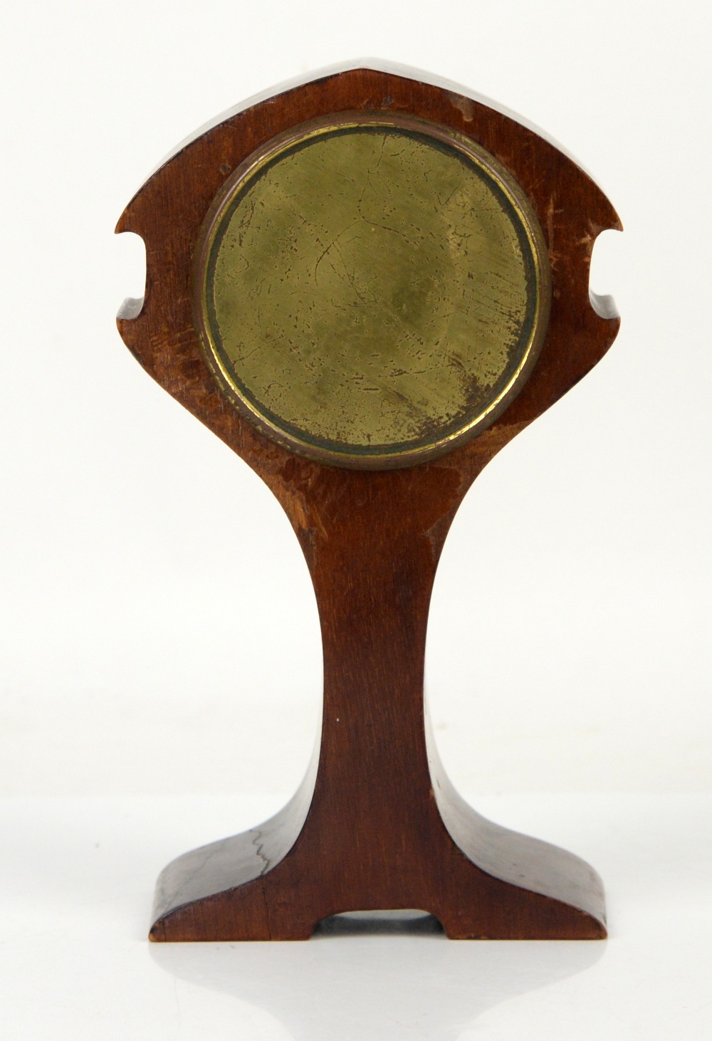 Art Nouveau mahogany mantle clock with a stylised floral motif and satinwood and mother of pearl - Image 5 of 6