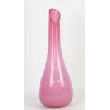 Anthony Stern pink art glass vase with elongated neck, the base with pontil mark and signature,